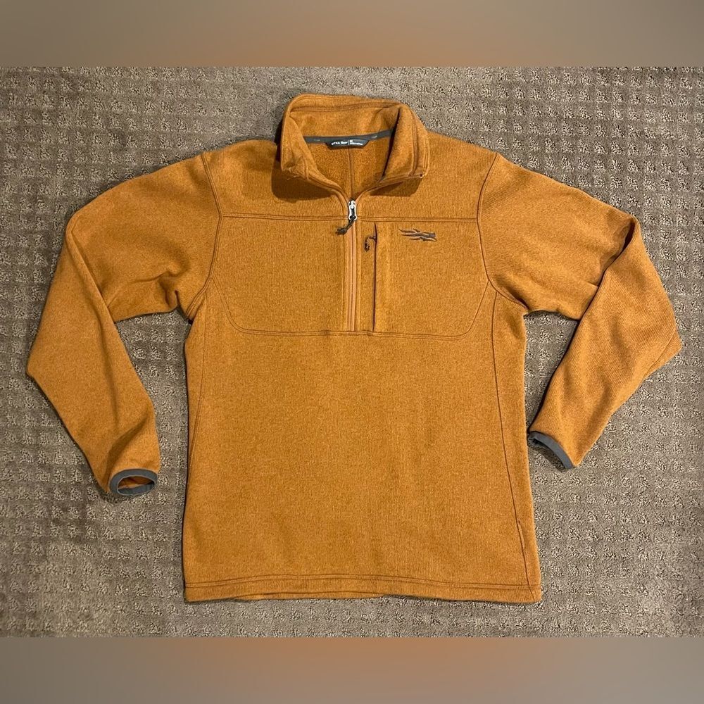 Sitka Gear Fortitude Half-Zip Fleece Pullover Sweater Rust Orange Men's Medium